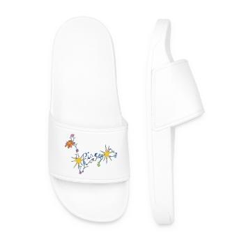 Pisces – Magical Zodiac Flower Illustration - Men’s Pool Sliders - white - Front