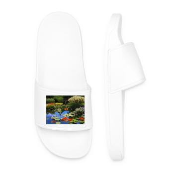 Koi Fish in Tranquil Waters - Men’s Pool Sliders - white - Front
