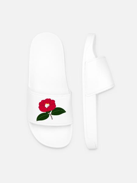 Rote Kamelienblüte Illustration2 - Männer Badelatschen - Weiß
