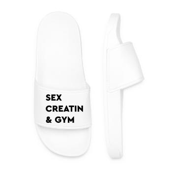 Sex, Creatin & Gym, Sex, Drugs & Rock 'n' Roll - Männer Badelatschen - Weiß - Vorne