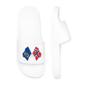 Two flags crossed of Oslo and flag Norway - Men’s Pool Sliders - white - Front