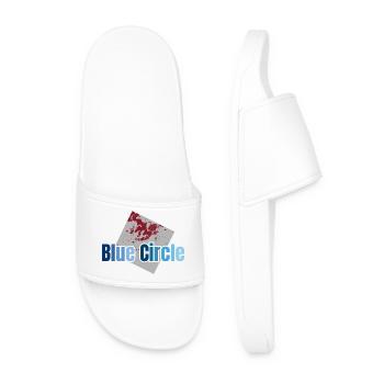 Grey Square Blue Circle - Men’s Pool Sliders - white - Front