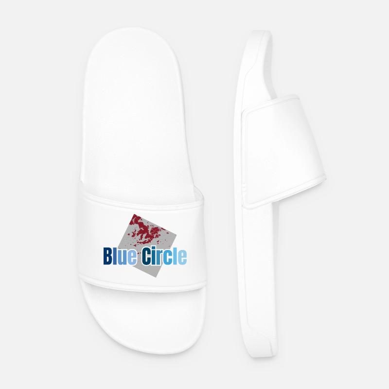 Grey Square Blue Circle - Men’s Pool Sliders - white
