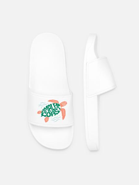 Amalfi Coast Turtle Marine Life Illustration - Men’s Pool Sliders - white