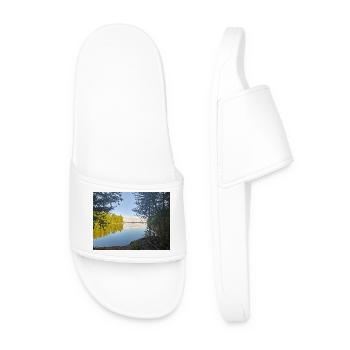 Reflection from the shore, the peace of nature - Men’s Pool Sliders - white - Front
