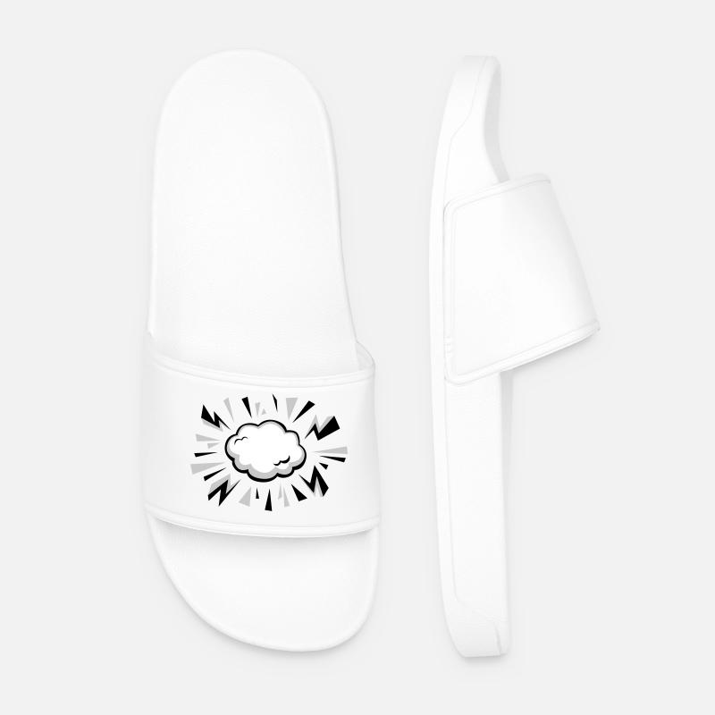 Comic Cloud with Lightning - Men’s Pool Sliders - white