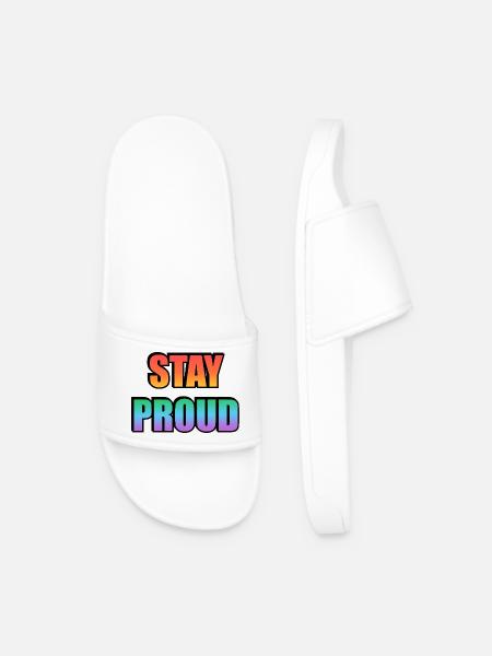 Stay Proud Gradient Text Design - Men’s Pool Sliders - white