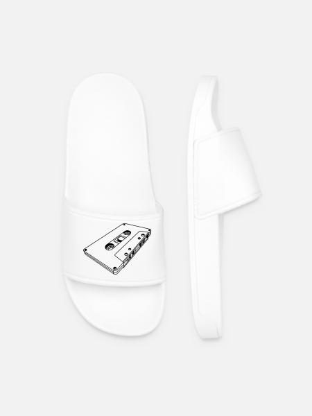 Cassette Oblique Retro – Music Mixtape Design - Men’s Pool Sliders - white