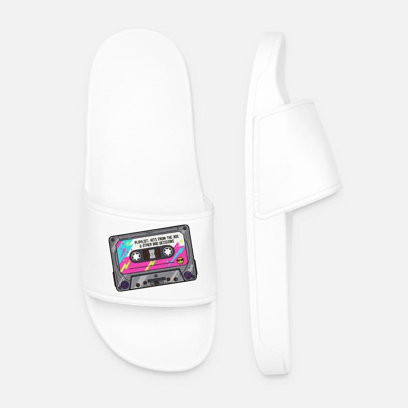 Neon Kassette Playlist 90er Jahre - Männer Badelatschen - Weiß