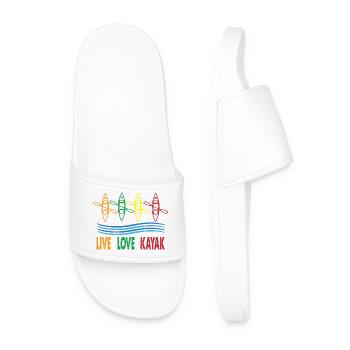 Live Love Kayak Kayak Kayak Kayak Canoë Kayak - Claquettes Homme - blanc - Devant