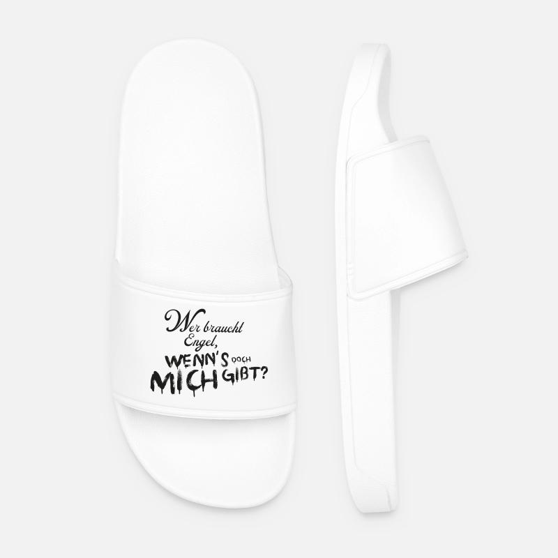 Who needs angels when I exist - Men’s Pool Sliders - white