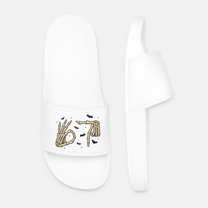 Skeleton Hands - Men’s Pool Sliders - white