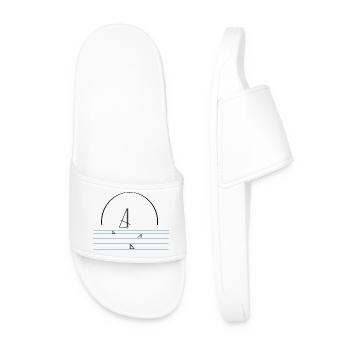 Logo windsurfer with sharks - Men’s Pool Sliders - white - Front
