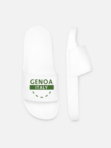 Genoa Italy Emblem Badge - Men’s Pool Sliders - white