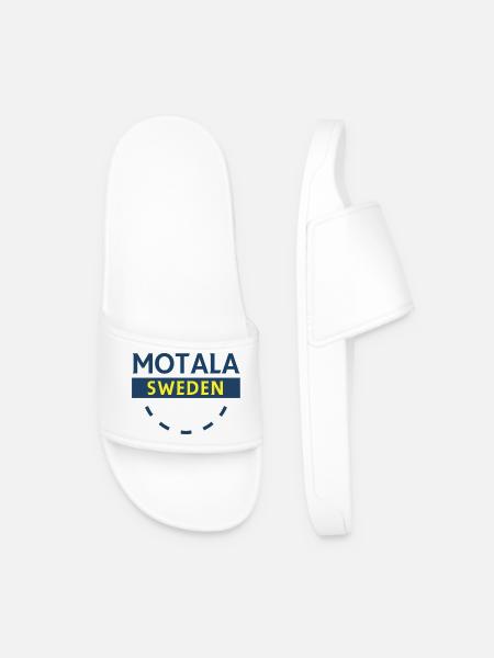 Motala Sweden Emblem Badge - Men’s Pool Sliders - white