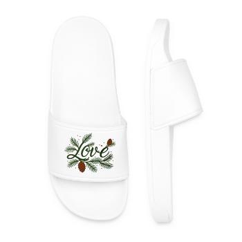 Lettrage d’amour avec des branches de sapin hivernales - Claquettes Homme - blanc - Devant