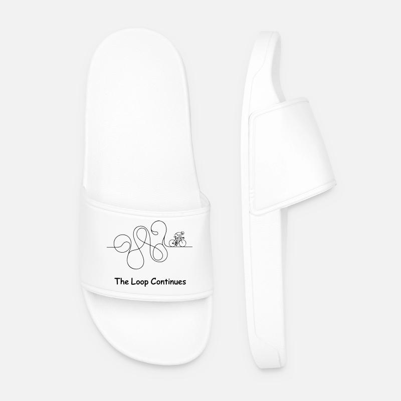 Monochrome Glyphs Abstract Pattern - Men’s Pool Sliders - white