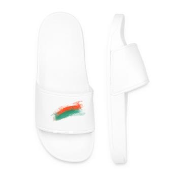 Design artistique de coups de pinceau orange sarcelle - Claquettes Homme - blanc - Devant