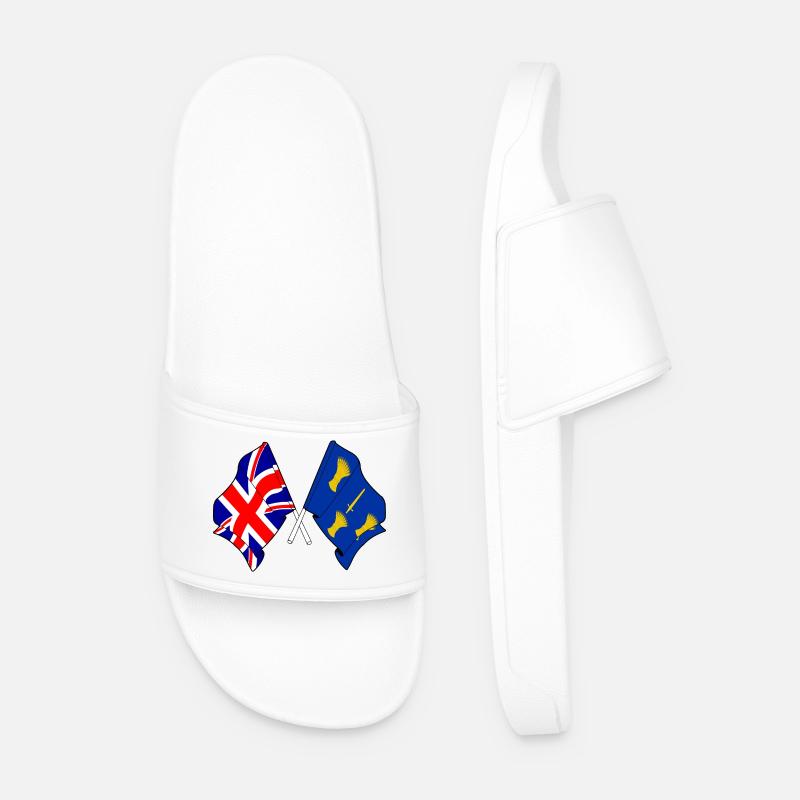 Cheshire &amp; Great Britain Flags - Men’s Pool Sliders - white