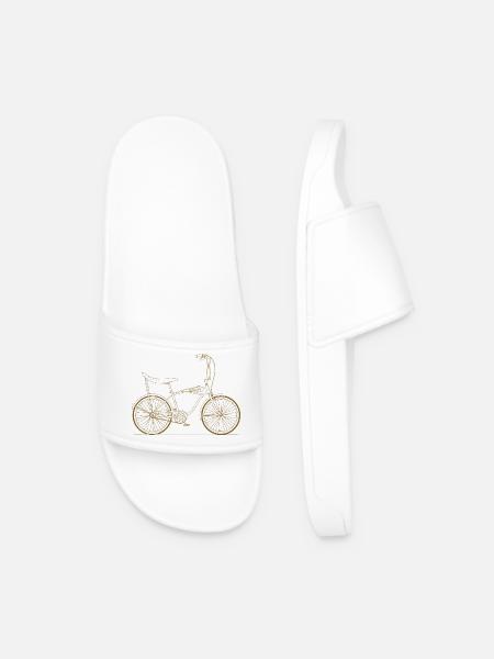 Bonanza Bicycle Cult Design Line Art - Men’s Pool Sliders - white