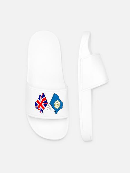 Yorkshire flag + Great Britain - Men’s Pool Sliders - white
