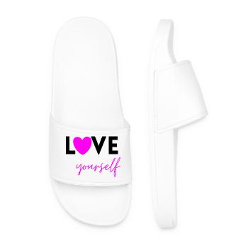 LOVE YOURSELF PINK! SELFLOVE EEMPOWERMENT MENTAL - Männer Badelatschen - Weiß - Vorne