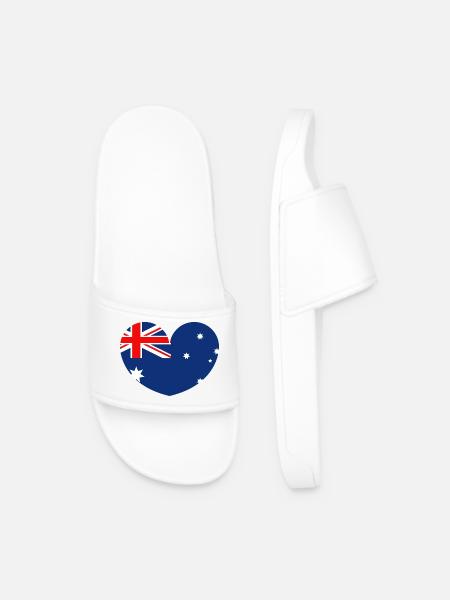 Australian flag with heart - Men’s Pool Sliders - white