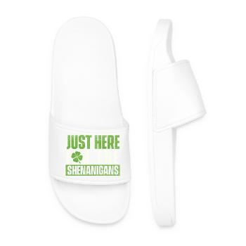 Just Here For The Shenanigans - St. Patrick's - Men’s Pool Sliders - white - Front