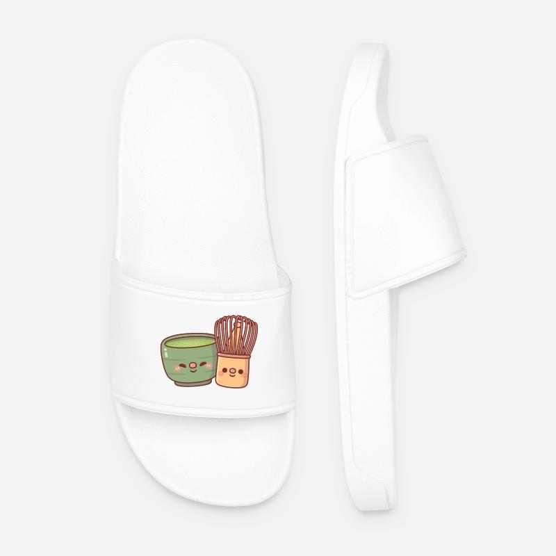 Sød Matcha og Pisker-bedste veninde - Badesandaler til mænd - hvid