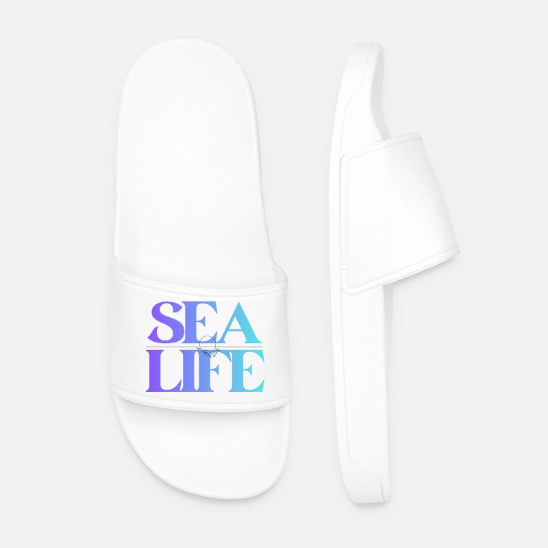 Meeresleben Gradient Schriftdesign - Männer Badelatschen - Weiß