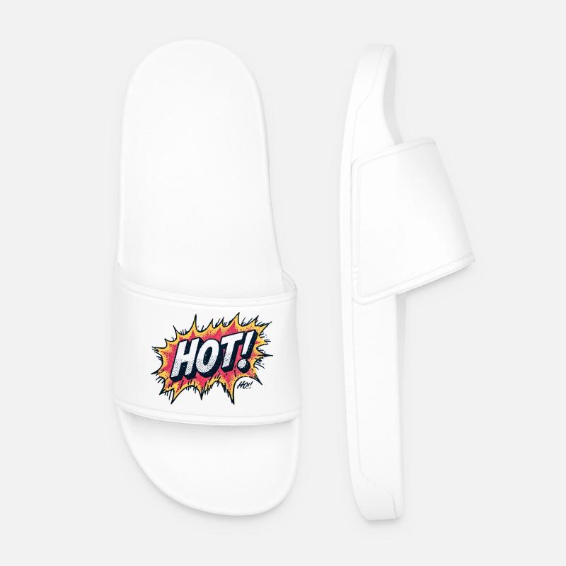 Hot Comic Explosions Design - Men’s Pool Sliders - white