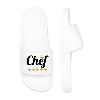 Chef Suprême : Couronne et 5 Étoiles Or - Claquettes Homme - blanc - Devant