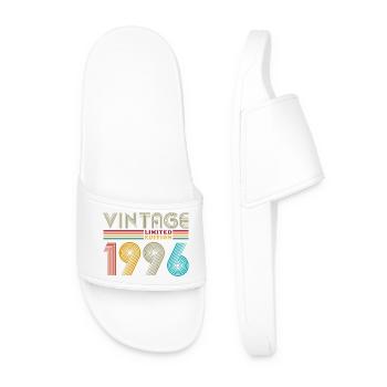 1996 Vintage Birthday Gift Man Woman - Men’s Pool Sliders - white - Front