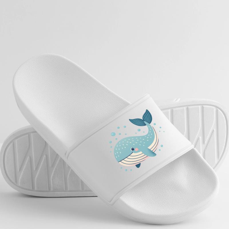 Blue Whale with Bubbles Men’s Pool Sliders