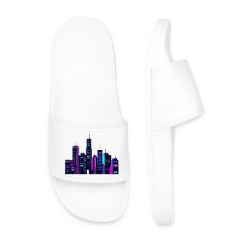 Neon City Skyline - Männer Badelatschen - Weiß - Vorne