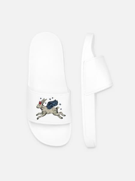 Winged hare in star flight - Men’s Pool Sliders - white