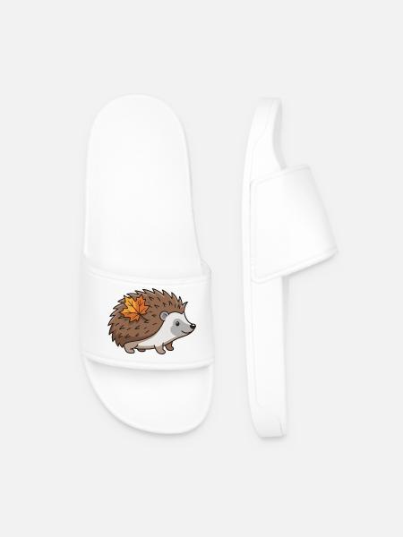 Igel Herbst Blatt süßes Tier - Männer Badelatschen - Weiß