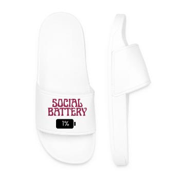 Batterie sociale 1 % T-shirt introverti drôle minimali - Claquettes Homme - blanc - Devant
