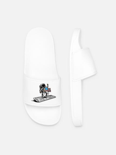 SPACE CONQUEST - Geek Astronaut Humor - Men’s Pool Sliders - white
