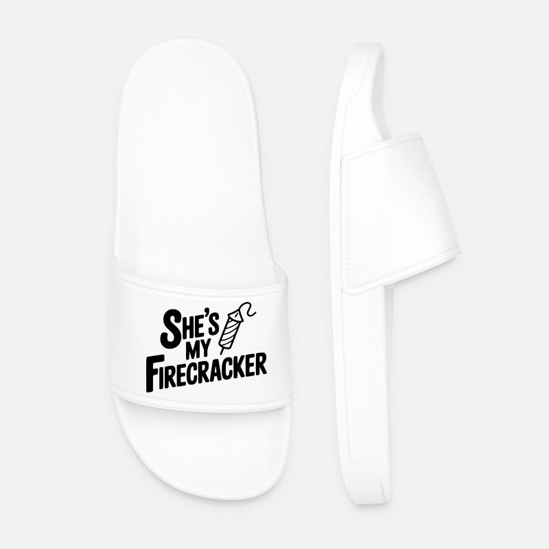 She's My Firecracker - Men’s Pool Sliders - white