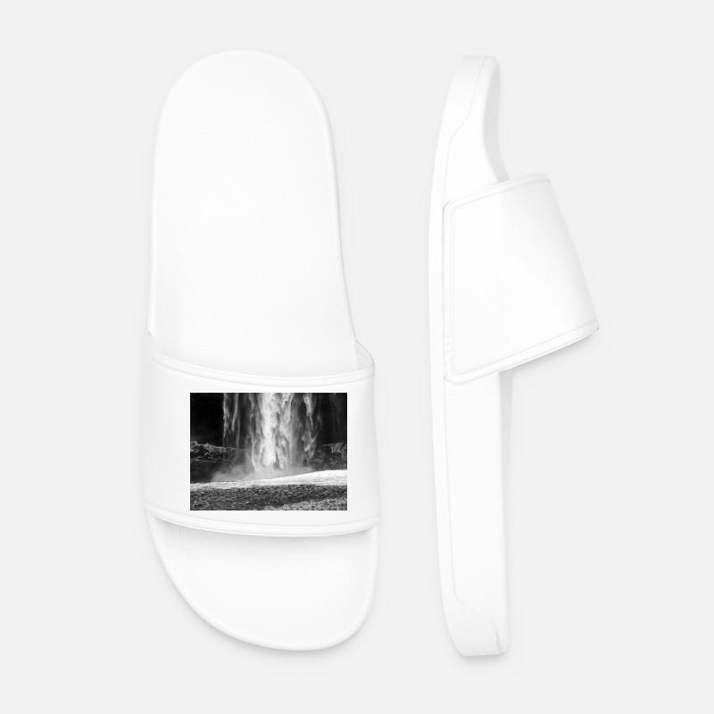 Monochrome Waterfall Mist - Men’s Pool Sliders - white