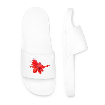 Vibrant_Scarlet_Sage_Red_Salvia_Flower_Art - Men’s Pool Sliders - white - Front