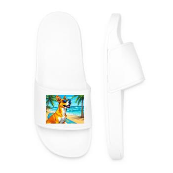 Chien de plage avec planche de surf et lunettes de soleil - Claquettes Homme - blanc - Devant