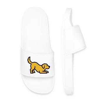 Spielender Hund Golden Retriever Labrador Welpe - Männer Badelatschen - Weiß - Vorne