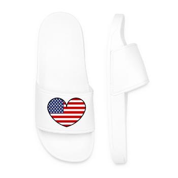 American Flag Heart - Men’s Pool Sliders - white - Front