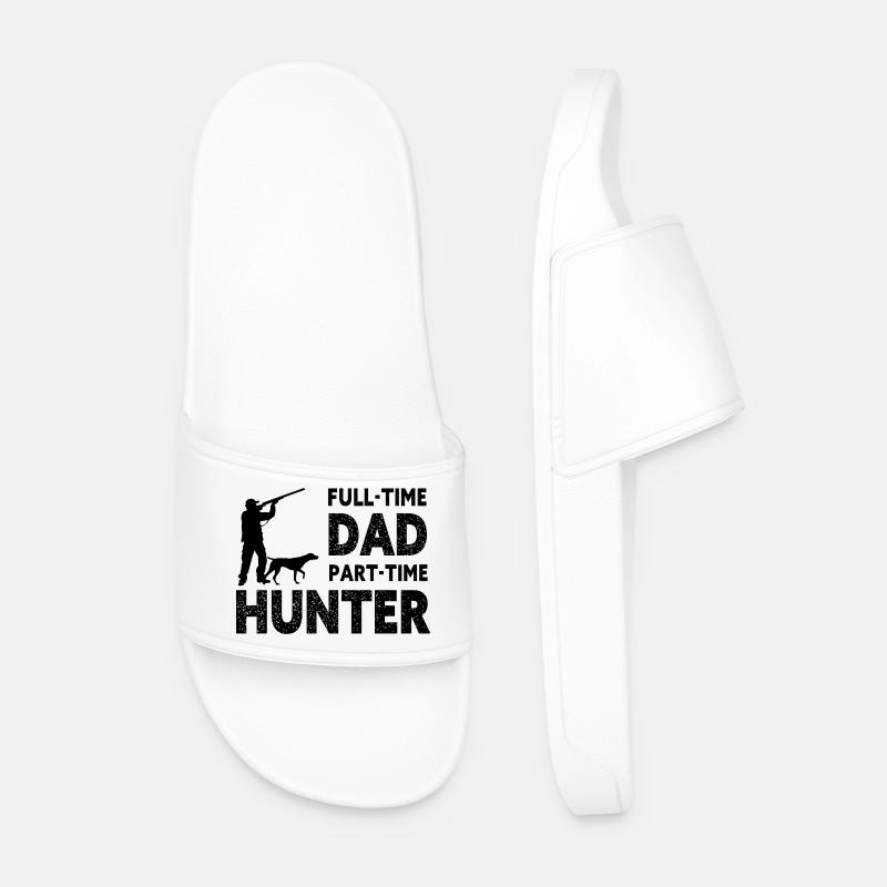 Full-Time Dad Part-Time Hunter – Dad Gift - Claquettes Homme - blanc