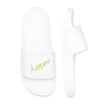 Anyone Neon Handwritten Script - Men’s Pool Sliders - white - Front