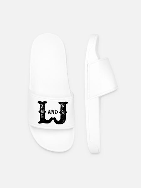 L and J Destroyed Monogram - Men’s Pool Sliders - white