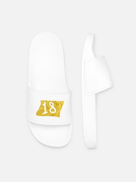 Golden 18 Celebration Design - Men’s Pool Sliders - white
