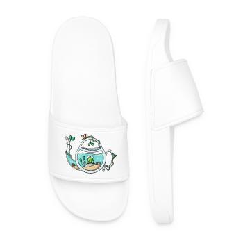 Grenouille de jardin en théière - Claquettes Homme - blanc - Devant